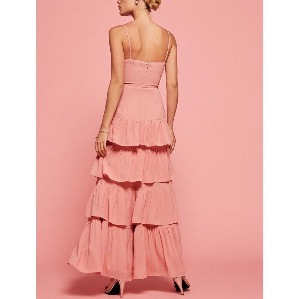 Reformation Pink Tiered Maxi Dress